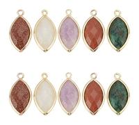 HOBBIESAY 5 Colores, 10 unidades, colgante de piedra ovalada natural de 22 mm, ojo de caballo facetado, colgante de piedras preciosas, colgante de cristal de chakra facetado para la fabricación de