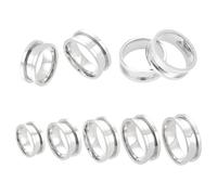 HOBBIESAY 5 tamaños 5 unidades de acero inoxidable anillos en bruto 16 20 mm anillos acanalados redondos vacíos Inlay anillos de dedo anillo blanco para la fabricación de joyas hombre mujer regalo DIY
