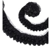 HOBBIESAY 5 yardas / 4,5 m con volantes de encaje, 12,5 cm de ancho, plisado negro, cinta de tela, vintage, ribetes con volantes, para coser, manualidades, boda, vestido de novia, fiesta, decoración,