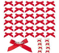 HOBBIESAY 50 broches de lazo rojos con lazos, broches de lazo, pequeños broches de lazo, accesorios para mujeres, regalos, manualidades, ropa, decoración de ropa, Poliéster