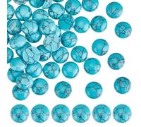 HOBBIESAY 50 cabujones de turquesa con parte trasera plana, cuentas de piedra turquesa con textura azul, cabujón de piedra plana redonda para joyería, manualidades, 12 x 4,5 mm
