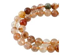 HOBBIESAY 50 piezas de cuarzo rutilado dorado 8 mm - Perlas de piedra natural, redondas y lisas para hacer joyas y collares - Energética