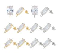 HOBBIESAY 6 pares de 2 pendientes de micro pavé de colores con circonitas cúbicas ovaladas de cristal de circonio de latón con trabillas verticales para manualidades