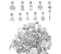 HOBBIESAY 66 piezas 11 estilos colgantes europeos de aleación 23-40 mm colgante de plata antigua estilo tibetano para la fabricación de joyas agujero: 5 mm, Acero aleado