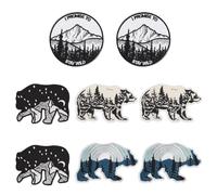 HOBBIESAY 8 parches de 4 estilos de oso y montañas para exteriores, parche redondo bordado de naturaleza para ropa, bolsos, sombreros, zapatos y proyectos de bricolaje