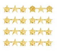 HOBBIESAY 8 piezas 3-Star Rank Badge Golden Five-Pointed Star Brooch 3 Stars Pin Emblem Badge for DIY Clothing, Uniform, Jackets, Hats, Bags, Costume Decoration