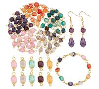 HOBBIESAY 80 Piezas 5 Colores Enlace Encantos Conector Cuentas Ágata Natural Cuentas Conector Encantos Cubo 2 Agujeros Colgante Conectores para Joyería Collar Pendientes Fabricación