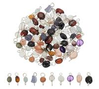 HOBBIESAY 80 piezas de 10 colores naturales de piedras preciosas conectoras de eslabones con doble bucle, dijes de piedra colorida para collares, pulseras, aretes, llaveros, joyería, agujero: 2,2-3 mm