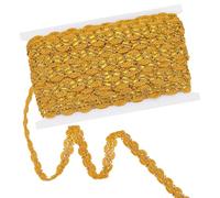 HOBBIESAY Cinta de Poliéster con Ribete de Encaje Dorado de 18.3m con Patrón Ondulado Adorno de Trenza Metálica Adorno Cinta Decorativa para Ropa para Costura Vintage Falda Disfraz Vestido 22mm Ancho