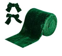 HOBBIESAY Cinta de terciopelo verde oscuro de 4,5 m, cinta de terciopelo deshilachada de 76 mm de ancho, cintas vintage para adornos de Navidad, cintas de borde sin rematar para envolver regalos y