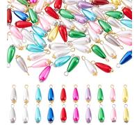 HOBBIESAY Colgante de perlas en forma de lágrima con forma de gota, collar de cuentas de plástico de imitación para manualidades, accesorios de joyería, 23mm x 7.5mm, Metal no precioso