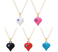 HOBBIESAY Collar con colgante de corazón con colgante de mal de ojo, protección de la suerte, riqueza, amuleto inspirador, joyería, regalos de moda, Metal