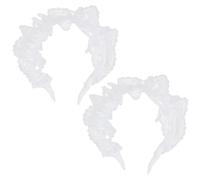 HOBBIESAY Diadema de encaje blanco de 14,3 cm, tocado vintage floral bordado, diademas de encaje de moda para mujer, tocado de novia, para cumpleaños, fiestas de graduación