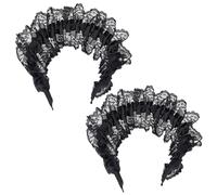 HOBBIESAY Diadema de encaje negro de 14,3 cm, tocado vintage floral bordado, diademas de encaje de moda para mujer, tocado de novia, para cumpleaños, fiestas de graduación