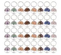 HOBBIESAY Llaveros de árbol de la vida a granel con piedras mixtas de árbol de la vida, colgantes de árboles de piedras preciosas, accesorios para llaveros, bolsas, llavero de coche, decoración