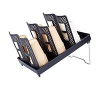 HOBBIESAY Soporte para tazas de café desechables de 3 ranuras, organizador de tazas de papel desechable y dispensador de tapas de plástico negro para estación de café, encimera, bar, oficina, hogar