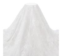 HOBBIESAY Tela de encaje con patrón de flores blancas de 3 m, ribete elástico, tela de nailon para manualidades, regalos de boda, lazos, accesorios de ropa