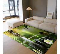 HOBBOY 100x200cm Alfombra área del salón alfombras Modernas y Finas Suelo Interior Velas de bambú Verde sin Deslizamiento Alfombra para Dormitorio casa de Campo Oficina