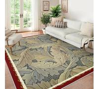 HOBBOY 100x200cm Alfombra Lavable para áreas Antideslizantes Alfombras Vintage Grandes para salón Dormitorio Comedor Alfombra botánica de acanto patrón de Hojas Verdes moqueta de Pelo bajo