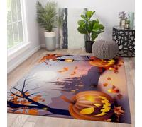 HOBBOY 140x200cm Alfombra Calabaza Castillo Encantado Halloween Lavable