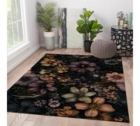 HOBBOY 180x240cm Alfombras para el salón góticas Florales Alfombra Lavables Flores botánicas oscuras Vintage Alfombra Finas para Suelo Interior y alfombras para Dormitorio Comedor casa