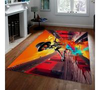HOBBOY 180x270cm Alfombras de Entrada Zona Lavable Alfombra Suave música Vintage Calavera neón City Alfombra Retro y Fantasma de Halloween Felpudo bajo para la Cocina alfombras