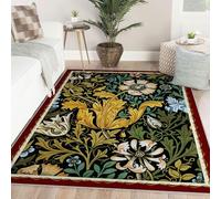 HOBBOY 50x80cm Alfombras de área alfombras Lavables Alfombra botánica Vintage de Lujo Verde y Azul para salón Comedor Alfombra Interior con patrón Floral gótico Vintage
