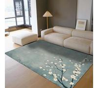 HOBBOY Alfombra área 160x220cm Alfombras Lavables para salón Flores Blancas Ciruelo Alfombra Cocina alfombras Antideslizantes Estilo Feng Shui para Dormitorio decoración Minimalista del hogar