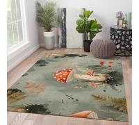 HOBBOY Alfombra área Antideslizantes Lavables alfombras Bosque Setas Acuarela Estilo Dibujo Animado Alfombra Fina para salón Dormitorio decoración habitación del bebé alfombras Interior 120x170cm