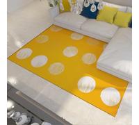 HOBBOY Alfombra área geométrica Moderna 50 x 80 cm Fondo Amarillo Impresión círculos Blancos Felpudos Puerta Pila Baja para la habitación los niños Entrada al Dormitorio Lavable