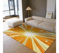 HOBBOY Alfombra de área de Estilo cómic 100 x 200 cm Pop Art Alfombra de Puerta Lavable con patrón de ráfaga Amarilla y Naranja para Comedor y Patio