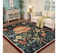 HOBBOY Alfombra de área del salón 50x80cm Alfombras Grande Interior Elegante de Estilo Victoriano Peonía Alfombras Vintage Florales y botánicas Finas para Debajo de la Mesa del Comedor