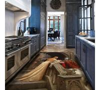 HOBBOY Alfombra de Romance Medieval 140 x 200 cm Escena de Despedida de Caballero y Dama Alfombras de Área de Despedida Esterilla Fina Lavable con temática de Castillo Vintage para Estudio Salón