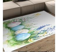 HOBBOY Alfombra Dormitorio Estilo Acuarela Prado Primavera y Margaritas y alfombras Finas con Estampado Lavanda 80 x 120 cm Huevos Colores navideños Decoración Antideslizante del Suelo