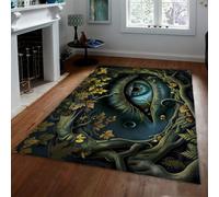 HOBBOY Alfombra gótica de Entrada Lavable 160x200cm Alfombras místicas Vintage de Bosque y Serpiente Alfombra Retro de fantasía Oscura Ojo de dragón con Felpudo bajo