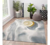 HOBBOY Alfombra Lavable 150x210cm Alfombras Grandes y Suaves para salón de diseño cítrico Fresco de limón alfombras para Dormitorio Comedor Olas de Playa Ondas de Agua bajo la Alfombra de la Mesa