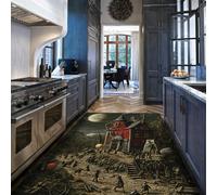 HOBBOY Alfombra Lavable de Casa Roja Escalofriante Castillo de Terror Halloween para Salón 150x240cm Alfombra de Interior Suave de Pelo Corto Decoración Fantasía Oscura Monstruos