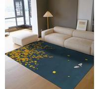 HOBBOY Alfombra Oriental 240x300cm Alfombras Grandes para Sala de Estar Cocina alfombras de Flor Amarilla Floral para Interior para Dormitorio Comedor Oficina Alfombra Pelo bajo