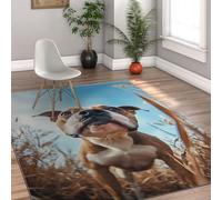 HOBBOY Alfombra para Amantes Las Mascotas 80 x 120 cm Césped Azul Cielo Amarillo Zona Estampado Perro Adorable Alfombras Lavadora en máquina Pelo bajo para salón Sofá Oficina Decoración del Suelo