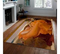 HOBBOY Alfombra Retro Romance 140 x 200 cm The Flaming June área de reproducción de Arte Alfombras Vestido Naranja Patrón de Dormir para Dama Fino Tapete para Dormitorio