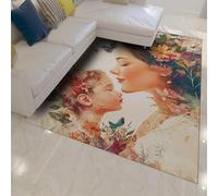 HOBBOY Alfombra Romantic Blooms & Butterflies 80 x 150 cm Mamá e Niño con Patrones Jardín Soñador Alfombras Pelo Bajo en Honor al Día la Madre