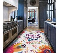 HOBBOY Alfombras 160x200cm Alfombra Antideslizante Lavable Calaveras Florales azúcar moqueta Interior de Pelo bajo para salón Dormitorio Sala Juegos Coloridas alfombras del Suelo Day of The Dead