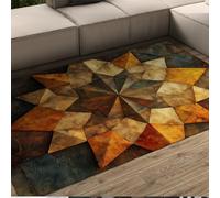HOBBOY Alfombras Antideslizantes con Mosaico de Estrellas triángulos geométricos Multicolores patrón de baldosas Felpudo de Pelo bajo 150 x 210 cm Cálido salón Decoración de la casa de Campo