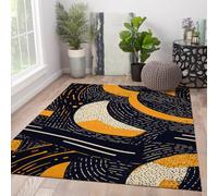 HOBBOY Alfombras área Oscura 120 x 170 cm - Bloques Colores Amarillo y Crema dinámicos patrón Antideslizante moqueta Pelo bajo Arte Abstracto Moderno Espacio Vida decoración del Suelo