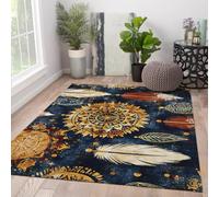 HOBBOY Alfombras área para salón 120x180cm Alfombras Blandas y Finas para Lavar Plumas Bohemias Patrones geométricos Tribales Plantas Suelo Interior sin Deslizamiento para Dormitorio Oficina