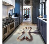 HOBBOY Alfombras Cocina Swan Heart 120 x 170 cm - cisnes Blancos Formando un patrón Reflejos en Forma corazón Alfombra Pelo bajo Dormitorio Comedor Decoración del hogar para recién Casados