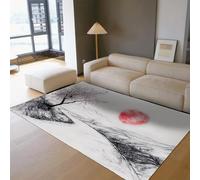 HOBBOY Alfombras de área 180x210cm Alfombra Lavables Estilo japonés Alfombras para salón Dormitorio Comedor Ukiyo-E Cherry Blossom y Mountain Design Alfombra Fina