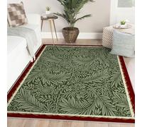 HOBBOY Alfombras de área 180x240cm Alfombra Antideslizante Lavable Botánica Vintage de Hoja Floral Alfombra Interior de Pelo bajo para salón Comedor Alfombras Tradicionales de follaje Verde Oliva