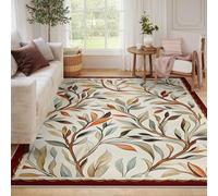 HOBBOY Alfombras de área 210x240cm Alfombra Antideslizante Lavable Bohemi Vintage botánica Fina como Hojas para Estudio de salón Ramas Marrones y alfombras de Puertas de follaje Colorido