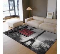 HOBBOY Alfombras de área 50x80cm Alfombras Antideslizantes Lavables para salón Vintage Paris Eiffel Street Estampado Alfombra Interior de Pelo bajo para Comedor